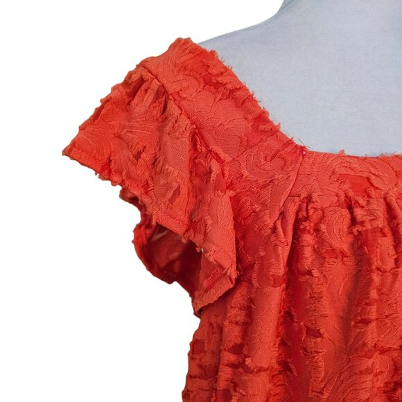 NWT Lauren Conrad Orange Boho Ruffle T Back Tank Top sz OX - Picture 2 of 9